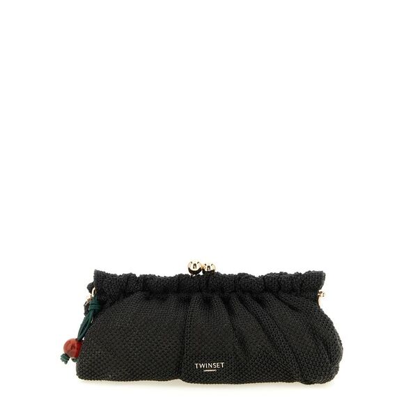 Twin Set Women Braided Raffia Clutch